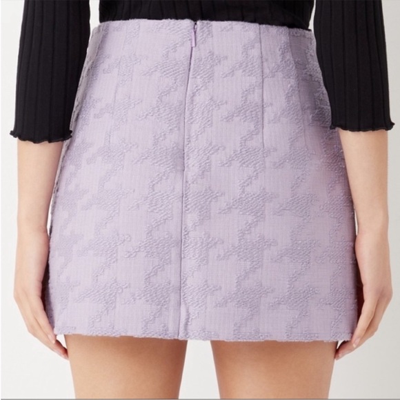 MANGO BLOGGER FAVE Lavender Lilac Purple Houndstooth Textured Mini Skirt Sz S - Picture 9 of 13